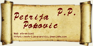 Petrija Popović vizit kartica